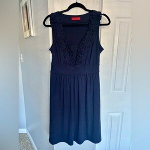 Romy Black Ruffled Midi Dress Size L Ruffles Feminine Date Romantic